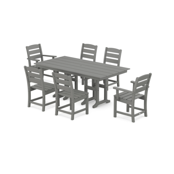 Polywood Lakeside 7-Piece Farmhouse Dining Set – Slate Grey