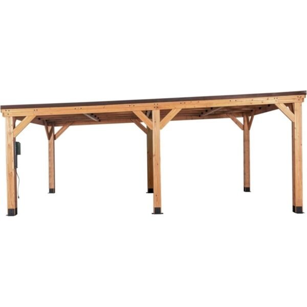 Backyard Discovery Kingsport 20′ x 20′ Cedar Wood Carport with Steel Roof