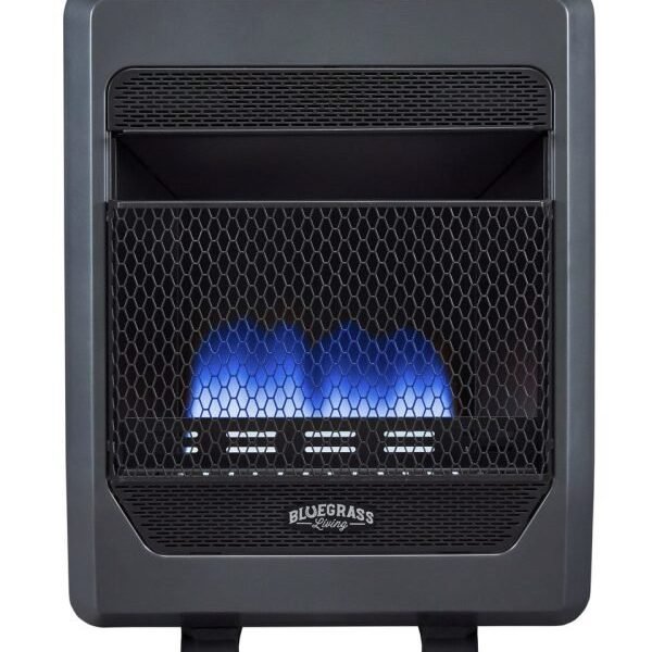 Bluegrass Living Propane Gas Vent Free Blue Flame Gas Space Heater With Blower and Base Feet – 20,000 BTU, T-Stat Control – Model# B20TPB-BB