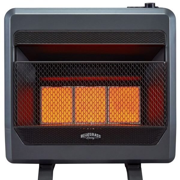Bluegrass Living Propane Gas Vent Free Infrared Gas Space Heater With Blower and Base Feet – 28,000 BTU, T-Stat Control – Model# B28TPIR-BB