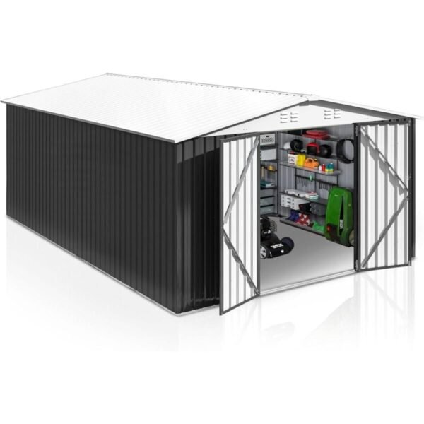 Patiowell 10 ft. W x 12 ft. D Size Upgrade Metal Storage Shed (119 sq. ft.)